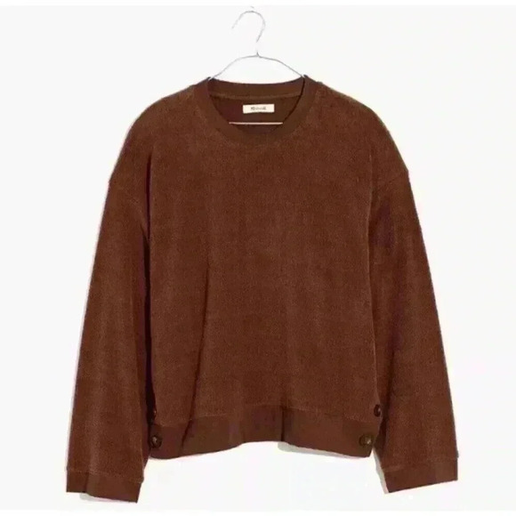 Madewell (Re)sourced Brushed Side Button Relaxed Sweatshirt Hot Cocoa - Picture 1 of 10